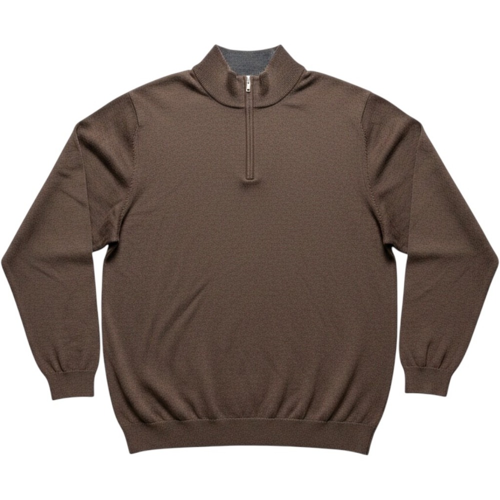Pronto Uomo Men's 3X Brown 100% Merino Extra Fine Wool Quarter Zip Pullover